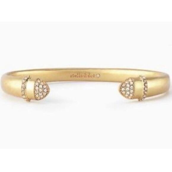 Stella & Dot Ansley Crystal Pave Semi-Shiny‎ Gold Tone Cuff Bracelet B384G - Picture 13 of 13